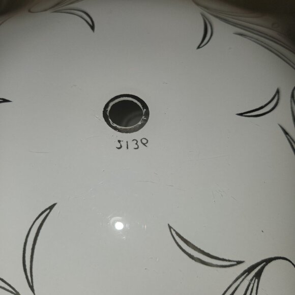 Vintage MCM Frosted Glass Ceiling Light Shade with Etched Leaf Design EUC 12" - Picture 4 of 5